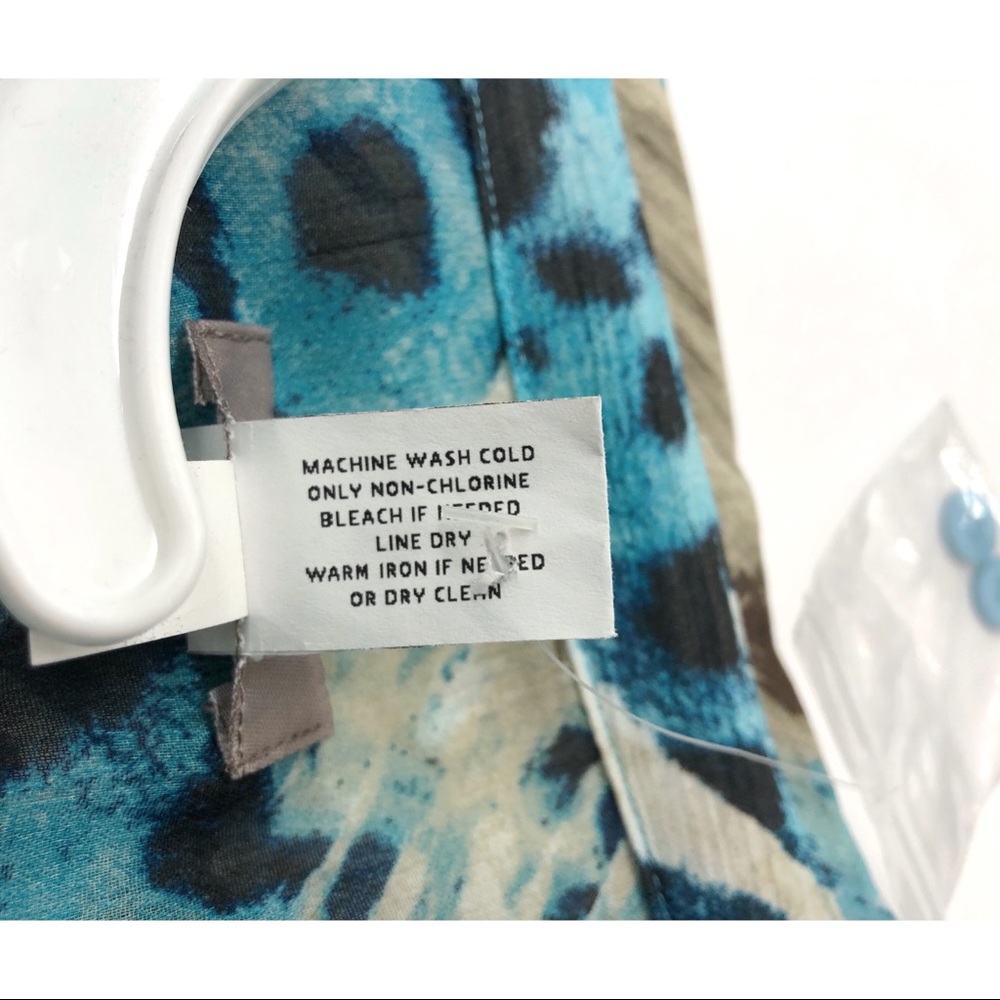 Chico's Blue Cream Animal Print Burnout Blouse - Picture 13 of 15